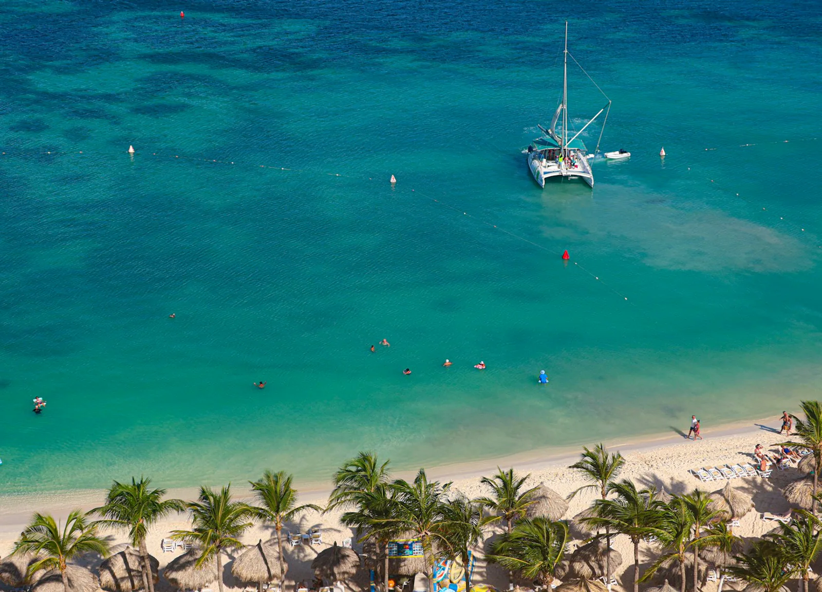 Catamarán frente a la costa tropical de Cabeza de Toro
